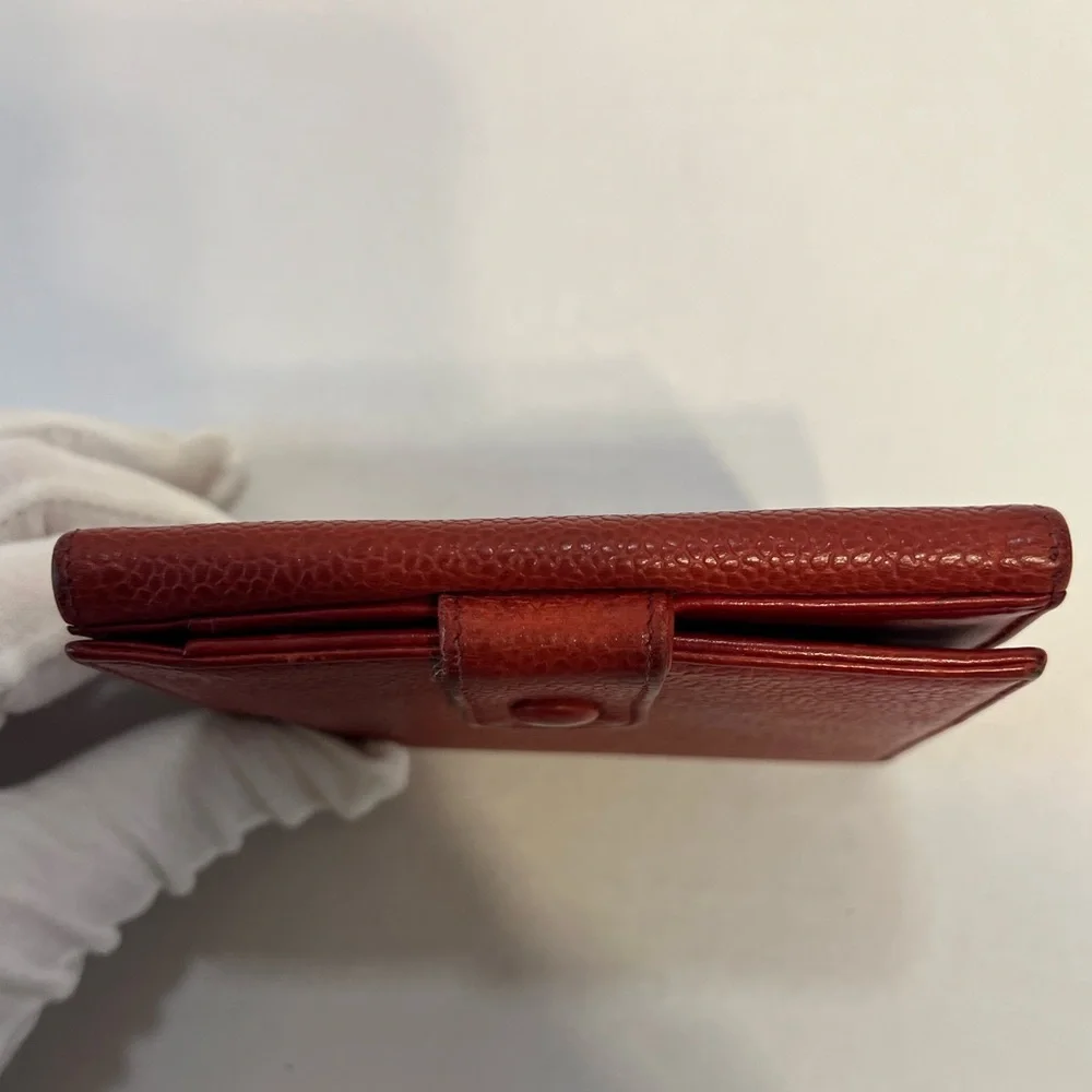 Authentic CHANEL Red Caviar Leather‎ Compact Wallet